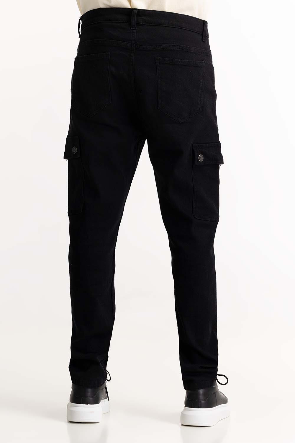 Black Cargo Carrot Fit Jeans 224-121-012