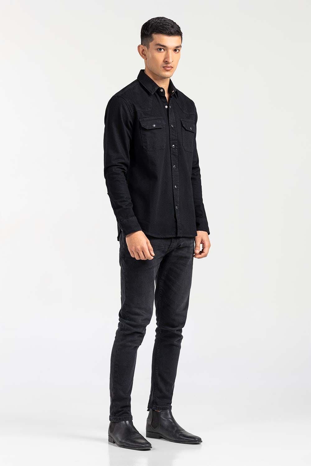 Black Casual Shirt Denim M-DNM-S-002 CS