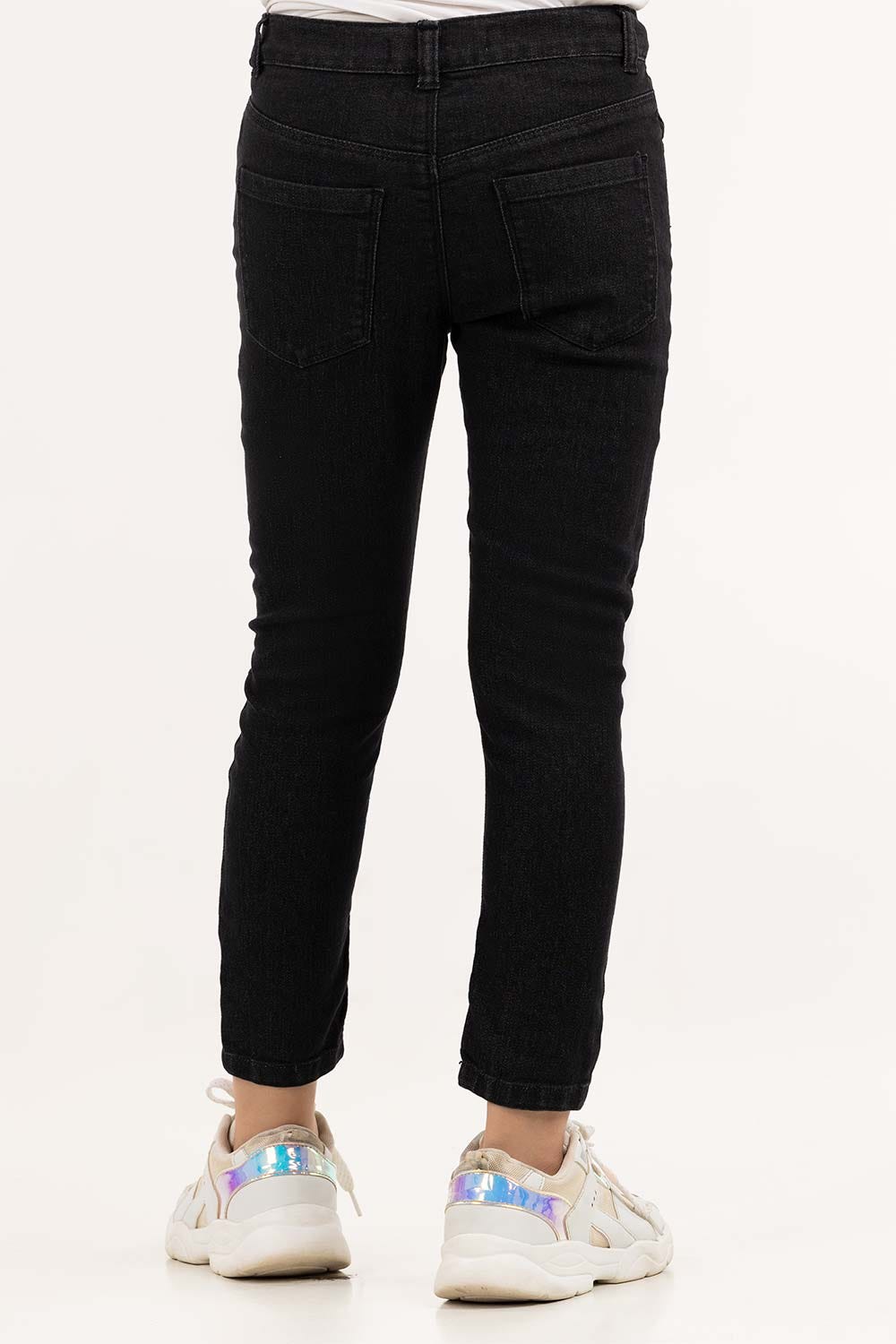 Junior Girl Black Denim Jeans 224-421-003