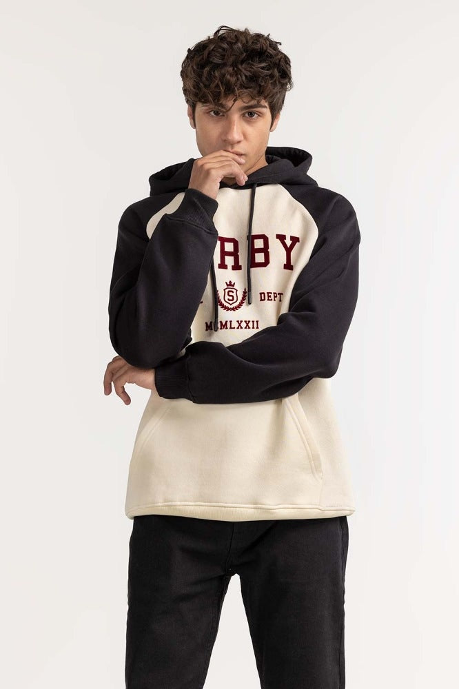 Black Elegent Textured Fashion Pullover Hoodie MN-POH-WS23-014