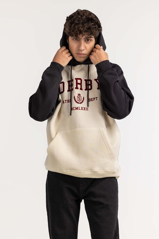 Black Elegent Textured Fashion Pullover Hoodie MN-POH-WS23-014