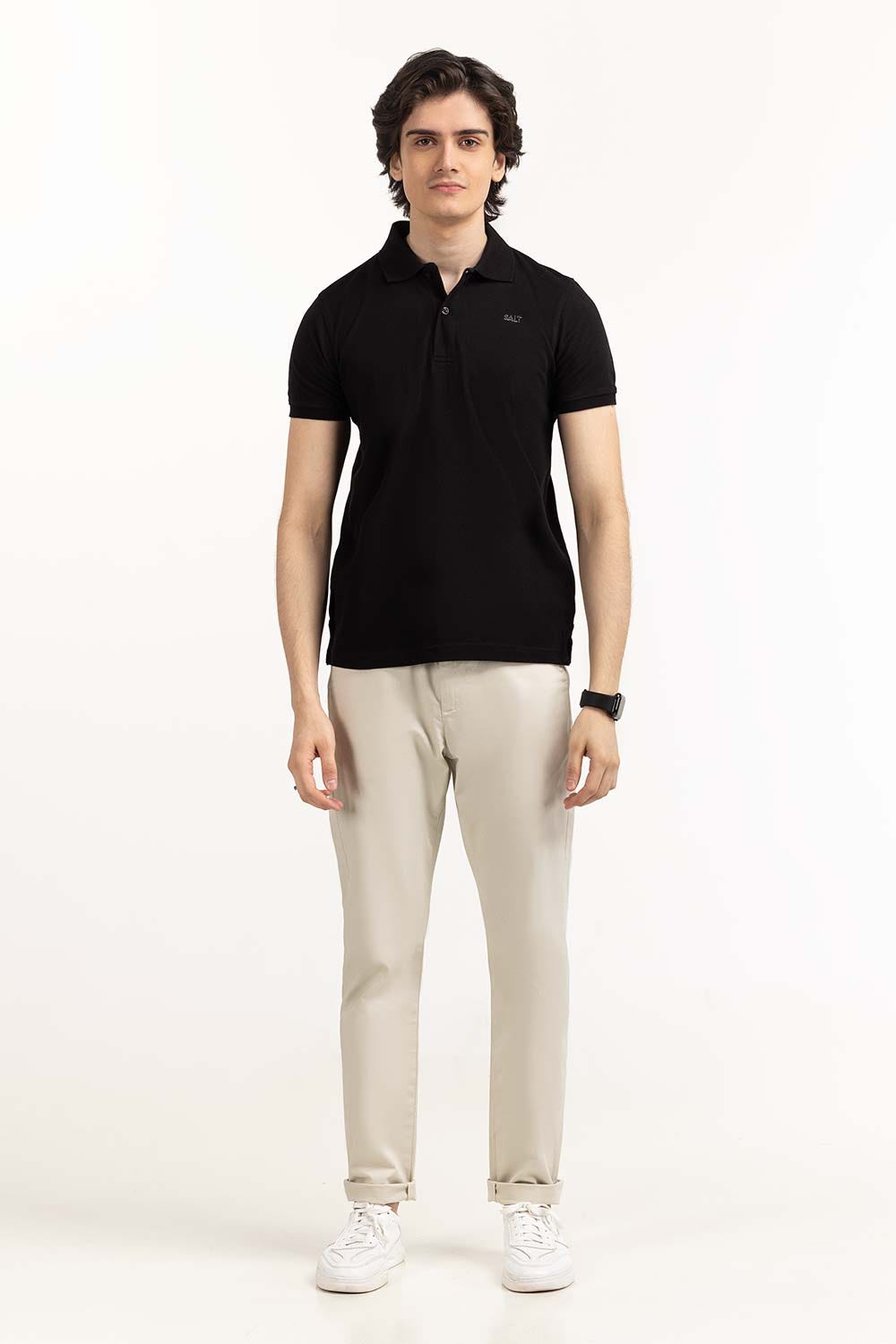 Black Embroidered Polo PS-FPK23-181