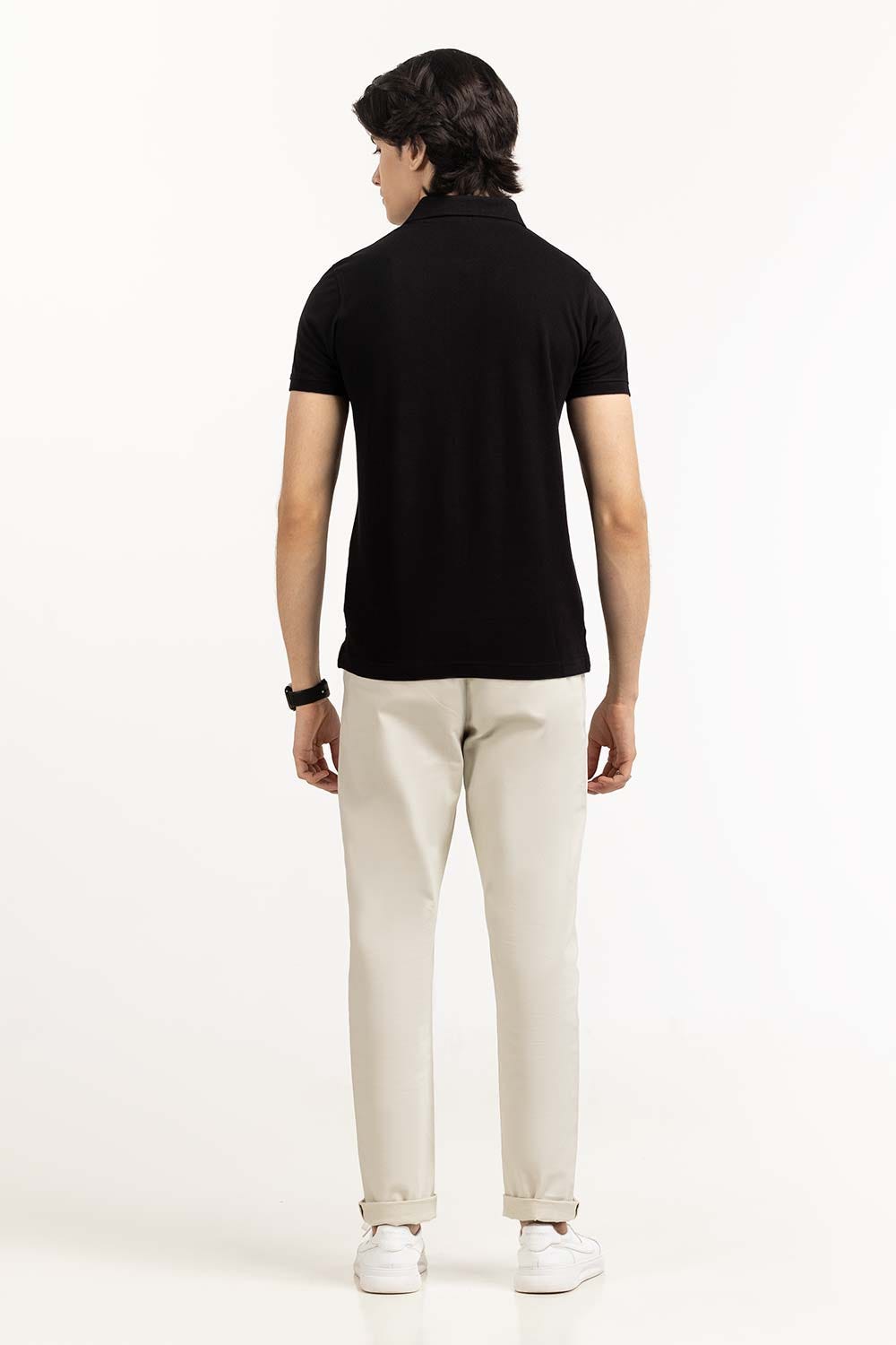 Black Embroidered Polo PS-FPK23-181