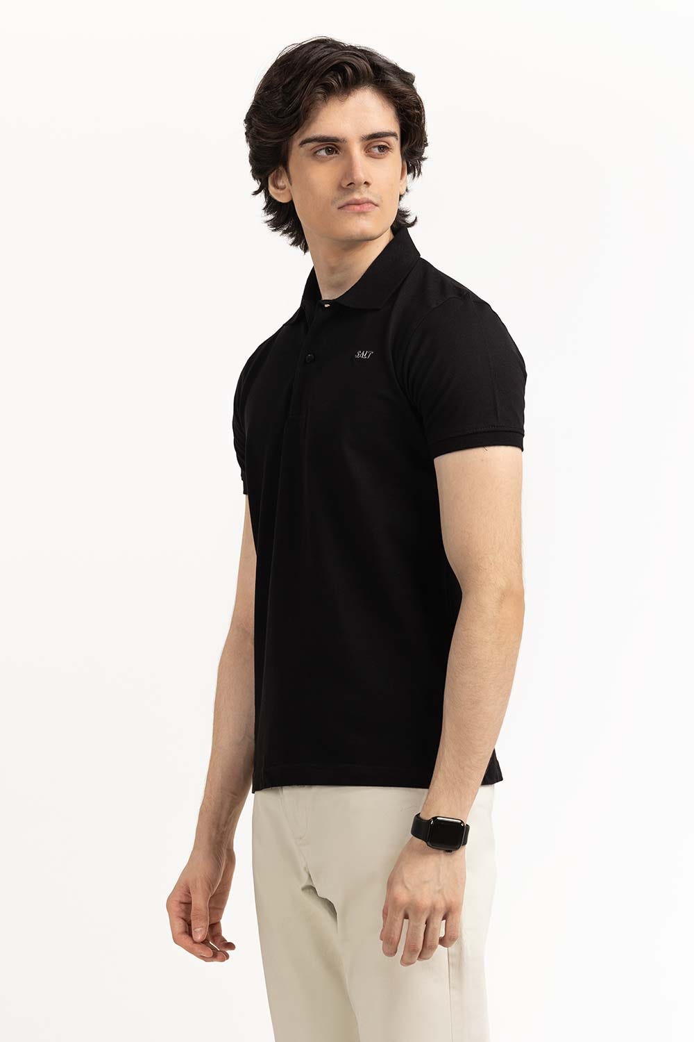 Black Embroidered Polo PS-FPK23-181