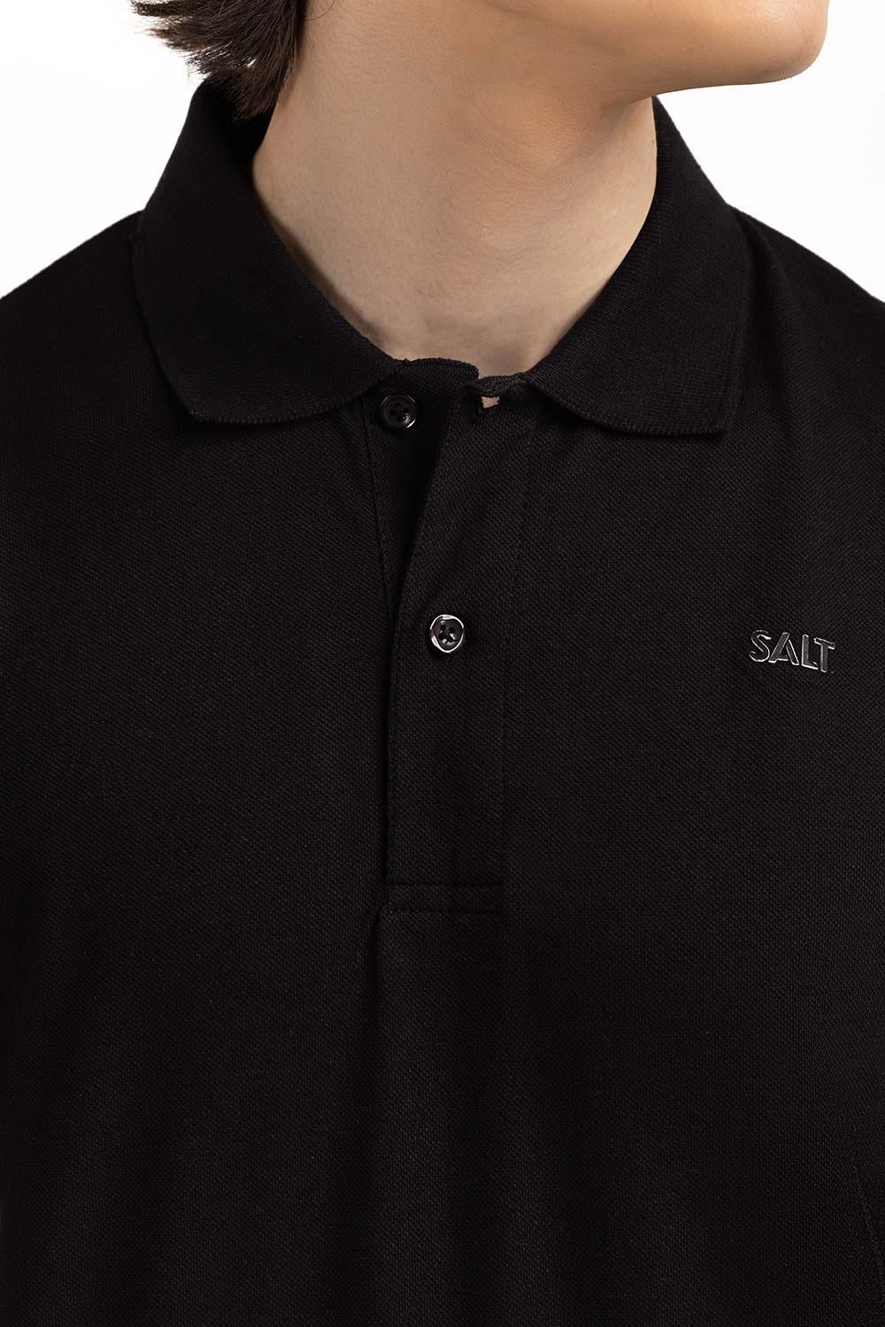 Black Embroidered Polo PS-FPK23-181