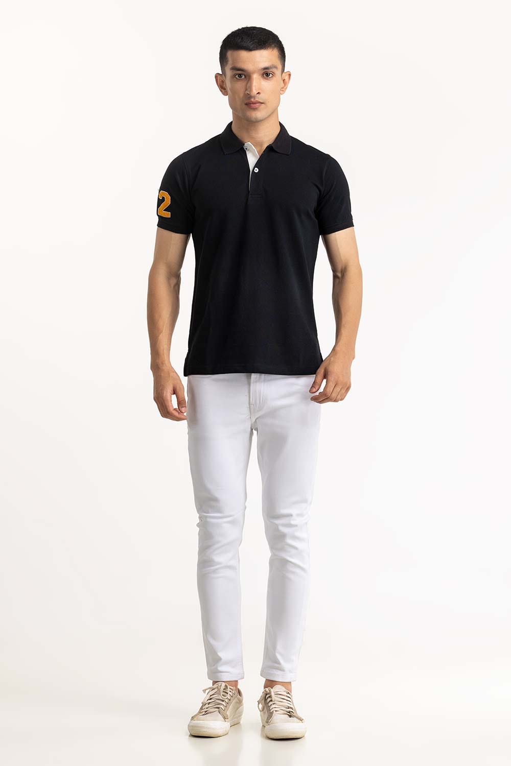 Black Embroidered Polo PS-FPK23-189