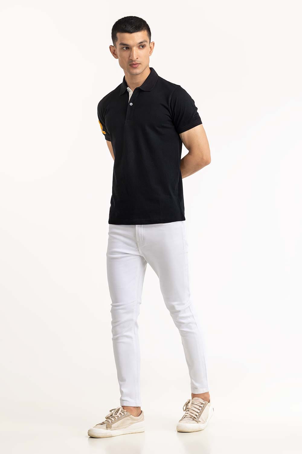 Black Embroidered Polo PS-FPK23-189