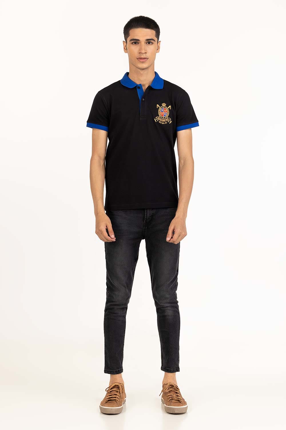 Black Embroidered Polo PS-FPK23-249