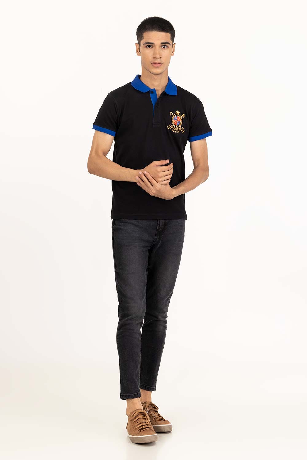 Black Embroidered Polo PS-FPK23-249