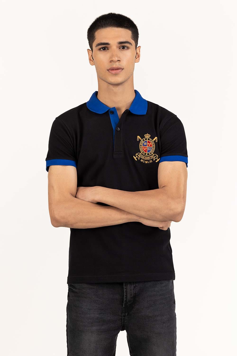 Black Embroidered Polo PS-FPK23-249