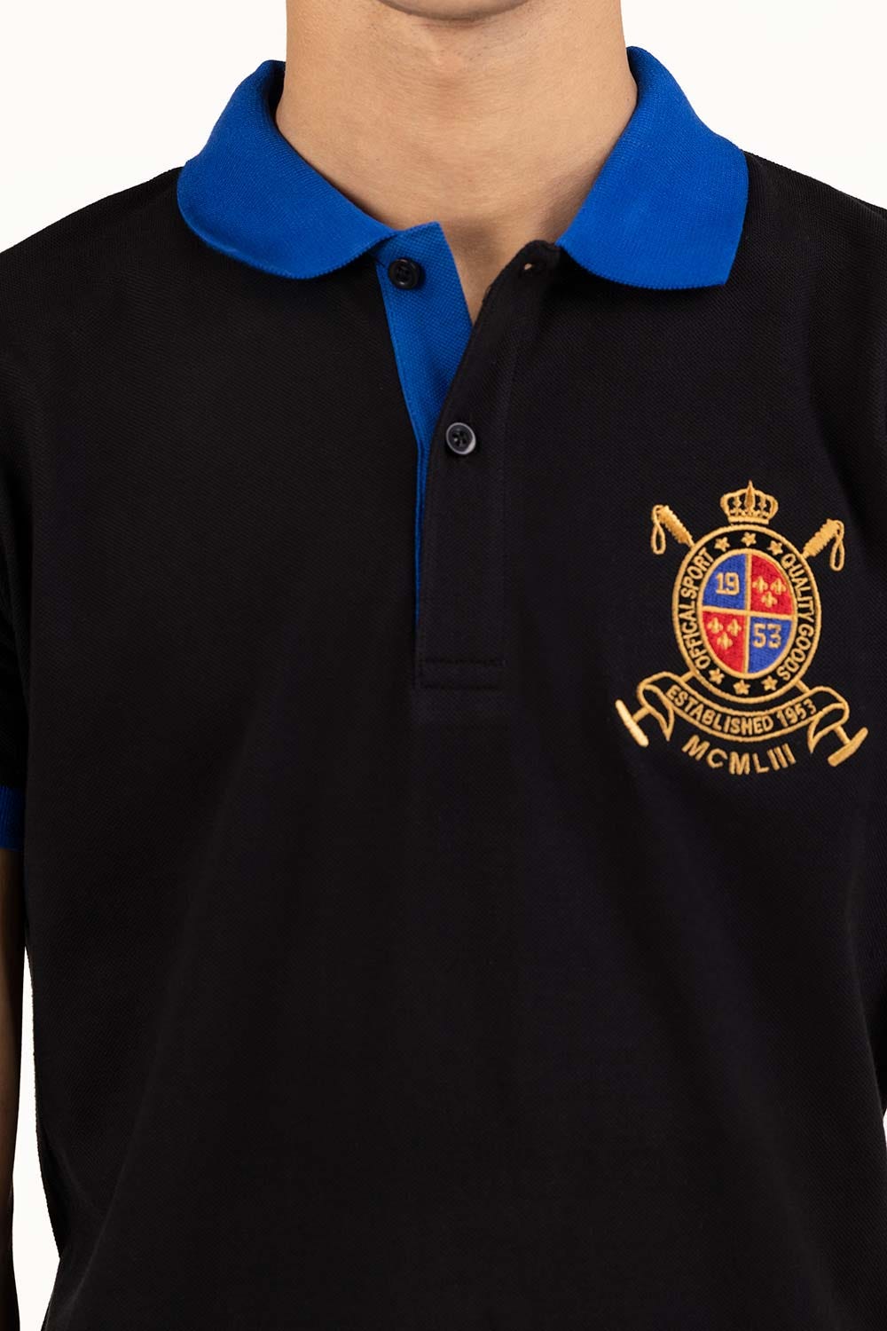 Black Embroidered Polo PS-FPK23-249