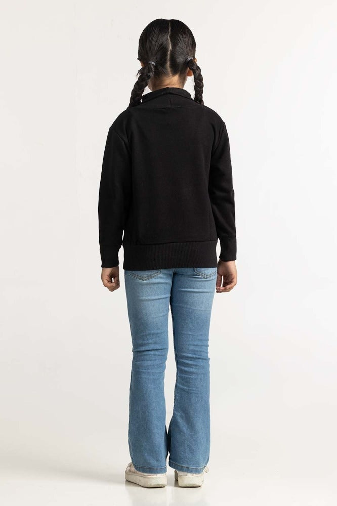 Black Embroidered Sweatshirt 224-412-031