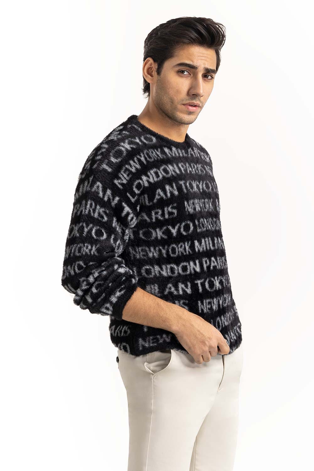 Black Fashion capital fur Sweater SWT-FFSCN22-184