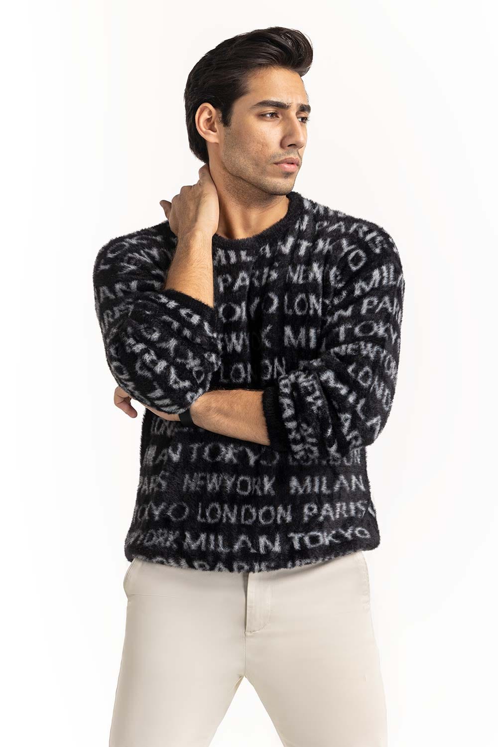 Black Fashion capital fur Sweater SWT-FFSCN22-184