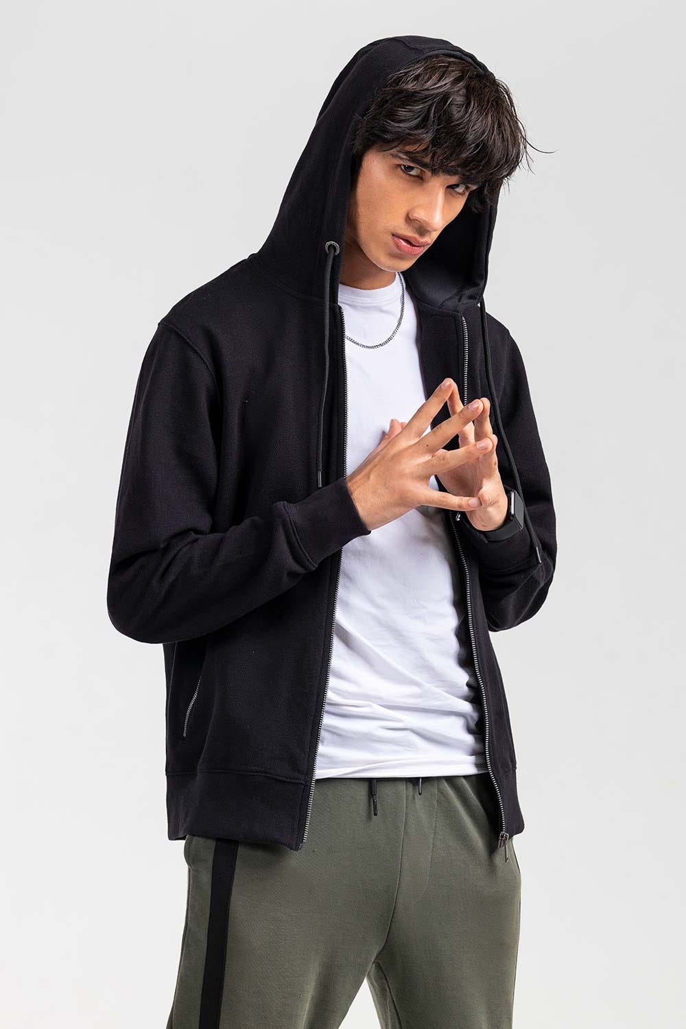 Black Fashion Hoodie JKT-HZJ-D50-02