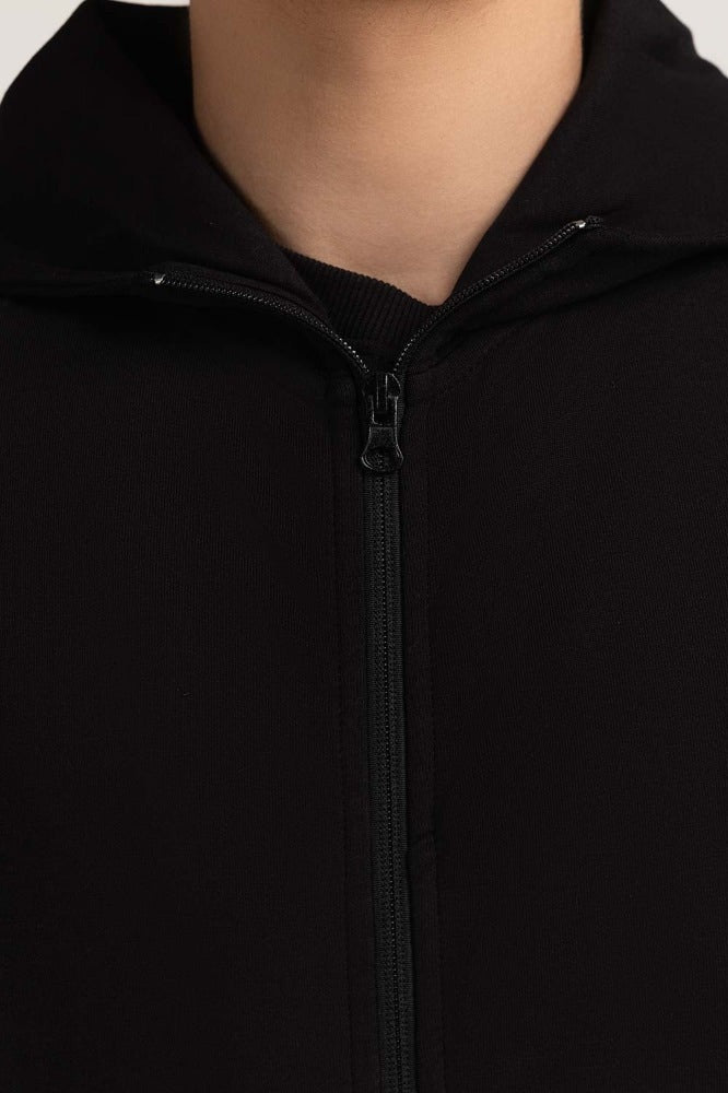 Black Fashion Hooded Zipper MN-HDZ-WS23-016