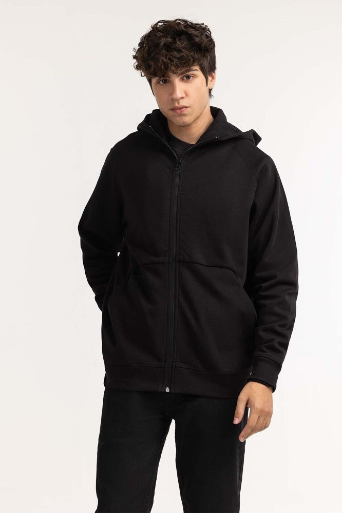 Black Fashion Hooded Zipper MN-HDZ-WS23-016