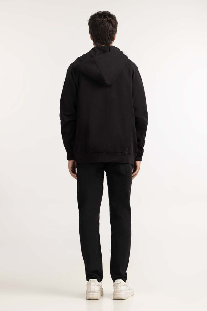 Black Fashion Hooded Zipper MN-HDZ-WS23-016