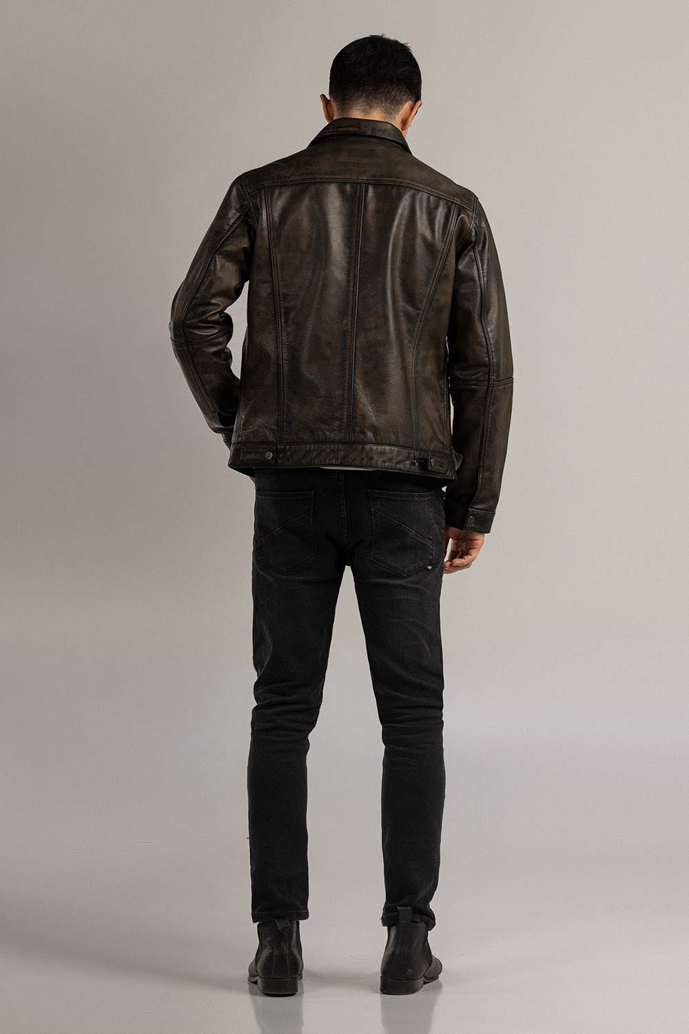 Black Fashion Jacket JKT-LETH-D42-02