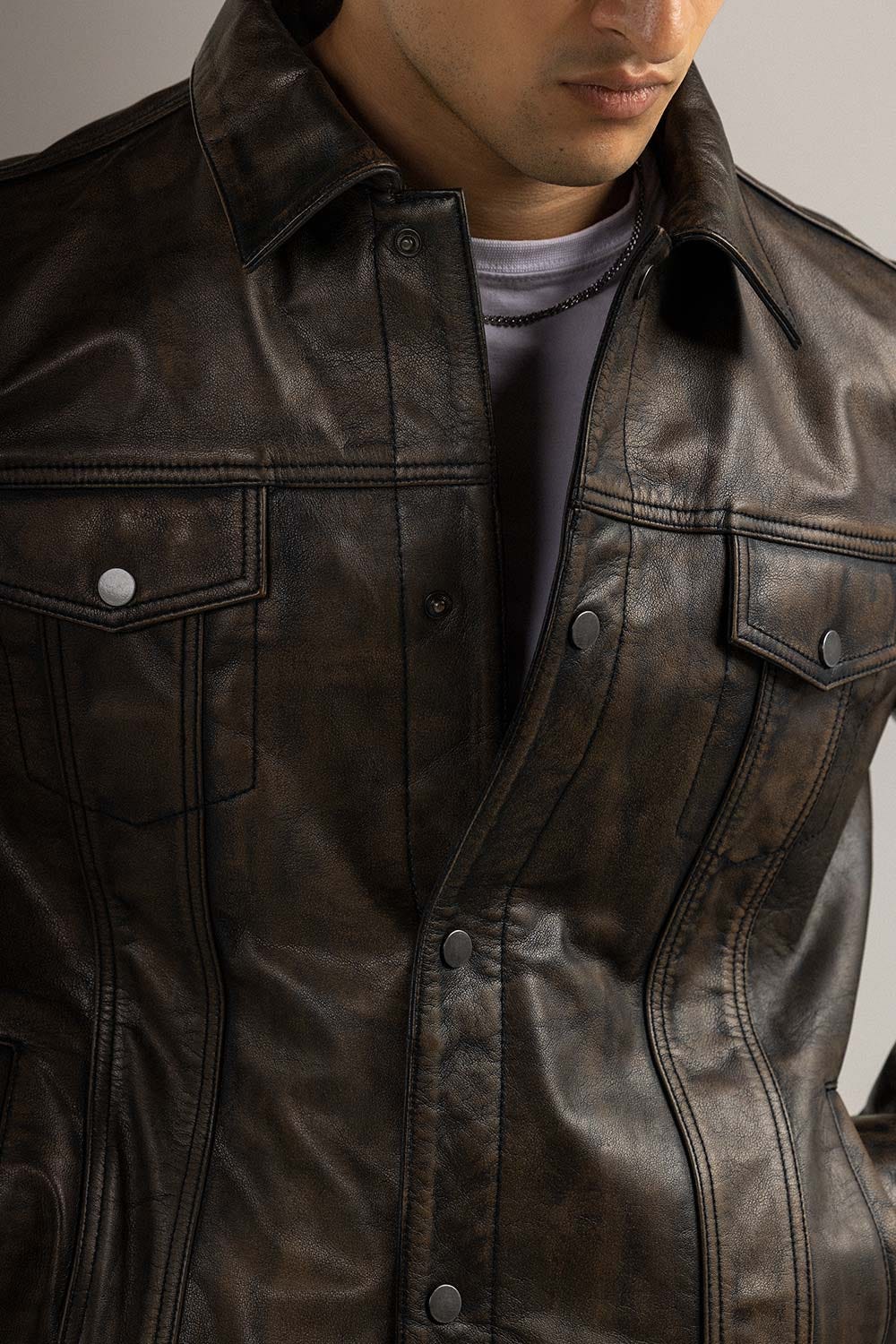 Black Fashion Jacket JKT-LETH-D42-02