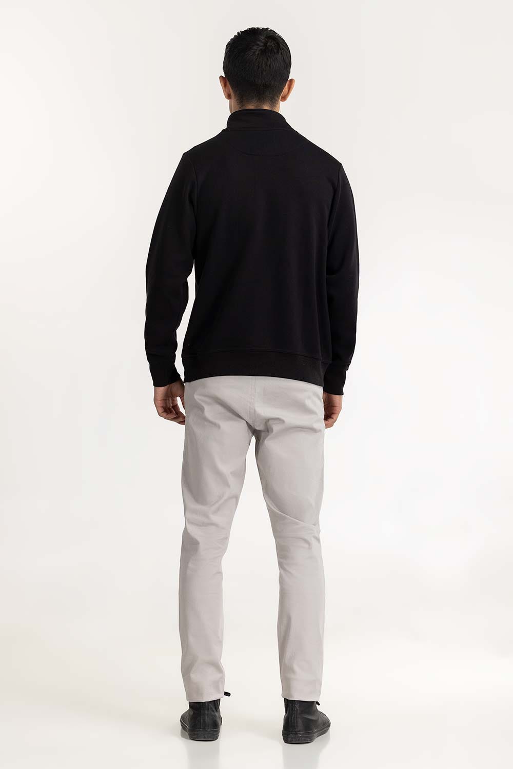 Black Fashion Knitted Mock Neck Zipper Jacket JKT-KNTMNZ22-091