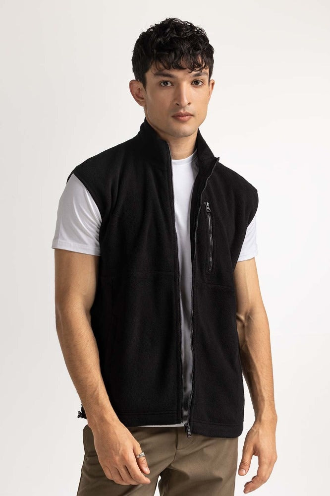 Black Fashion Knitted Vest MN-KNV-WS23-006