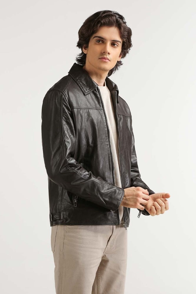 Black Fashion Leather Jacket MN-JKT-WS23-204