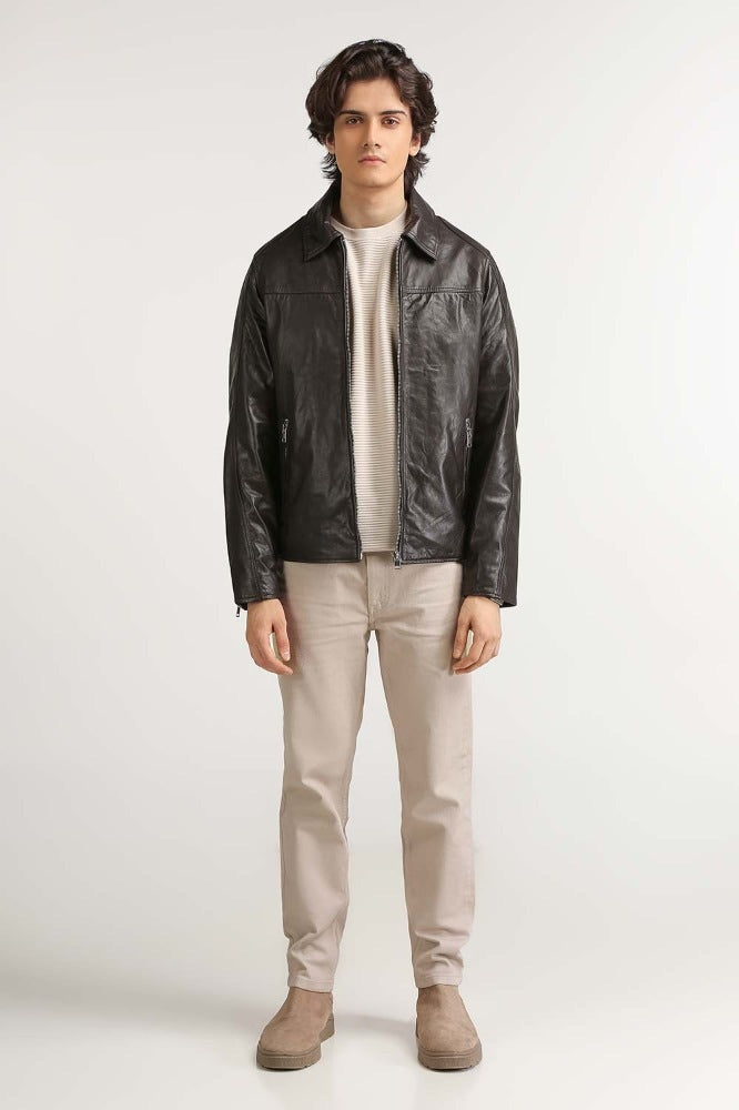 Black Fashion Leather Jacket MN-JKT-WS23-204