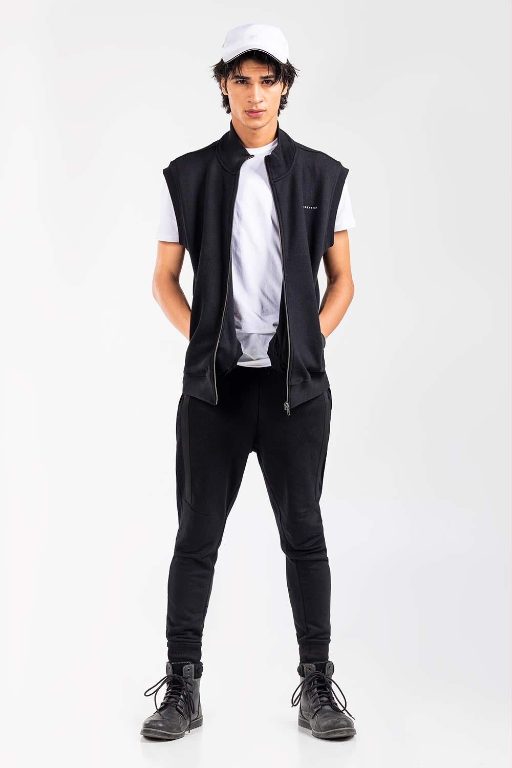 Black Fashion Mock Neck Jacket JKT-MNV-D25-03