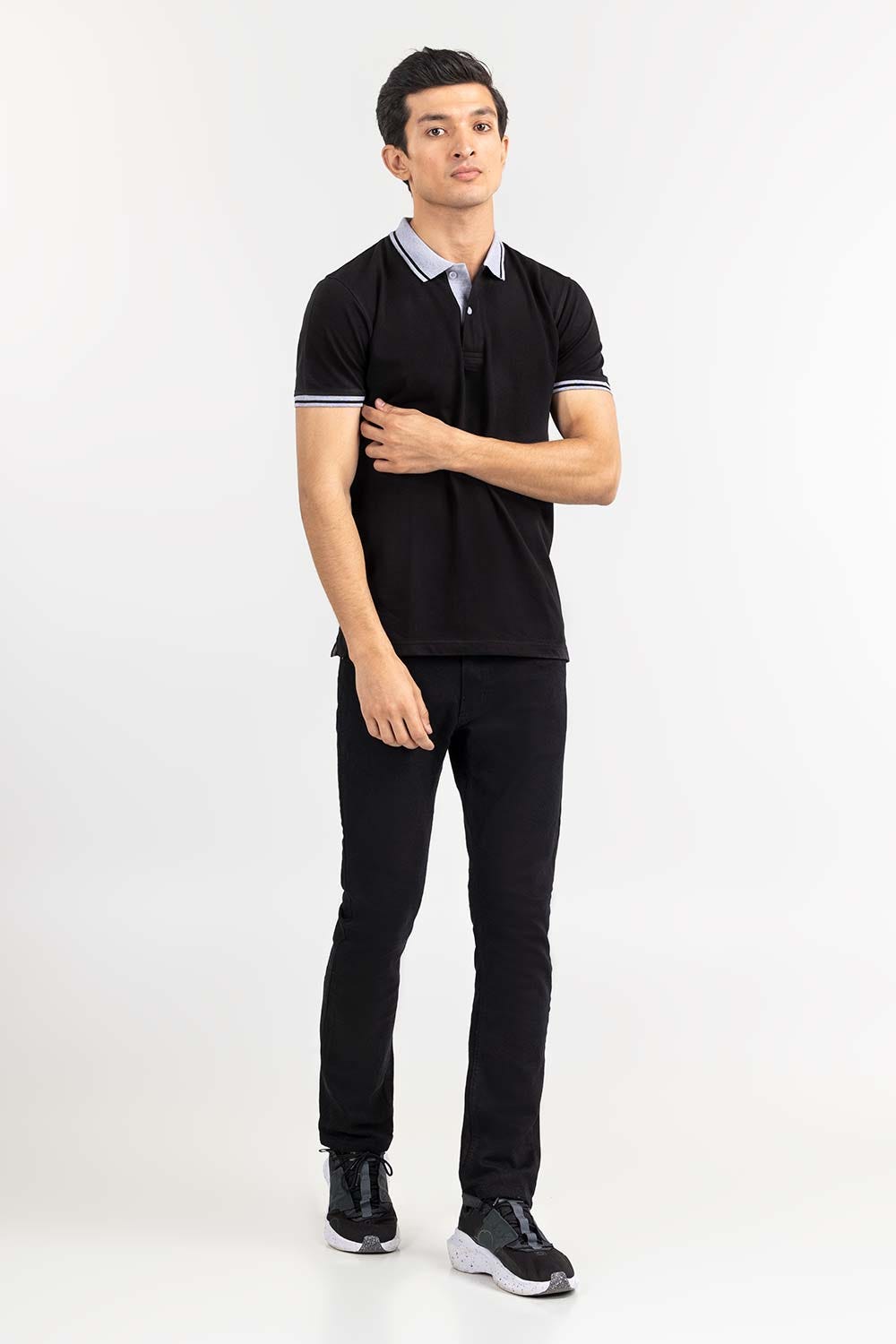Black Fashion Polo PS-FPK22-053