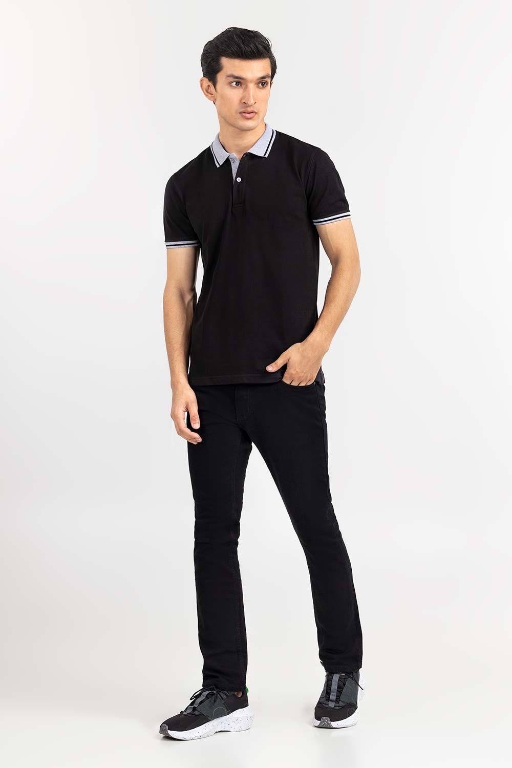Black Fashion Polo PS-FPK22-053