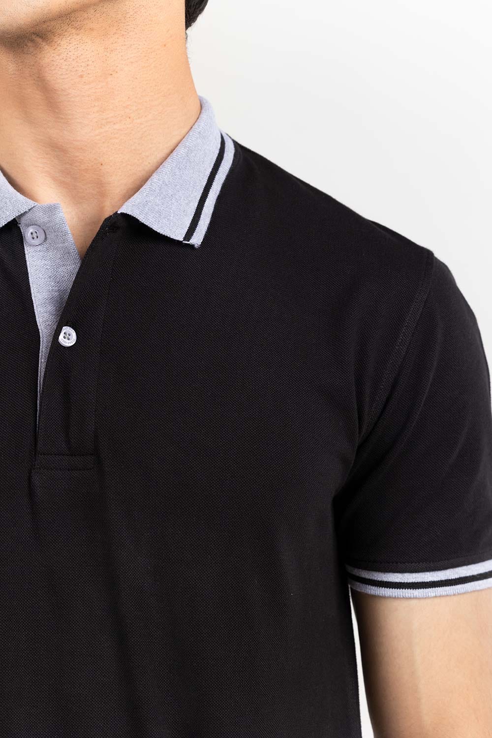 Black Fashion Polo PS-FPK22-053