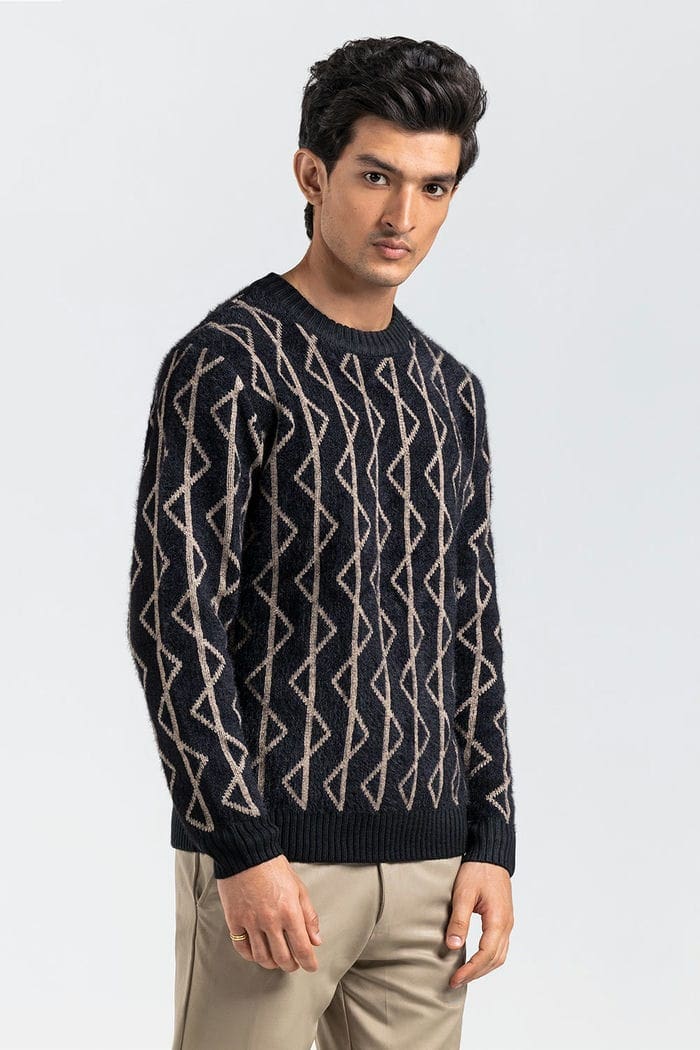 Black Fashion Sweater FS-SWT-ACR-FD-429-01