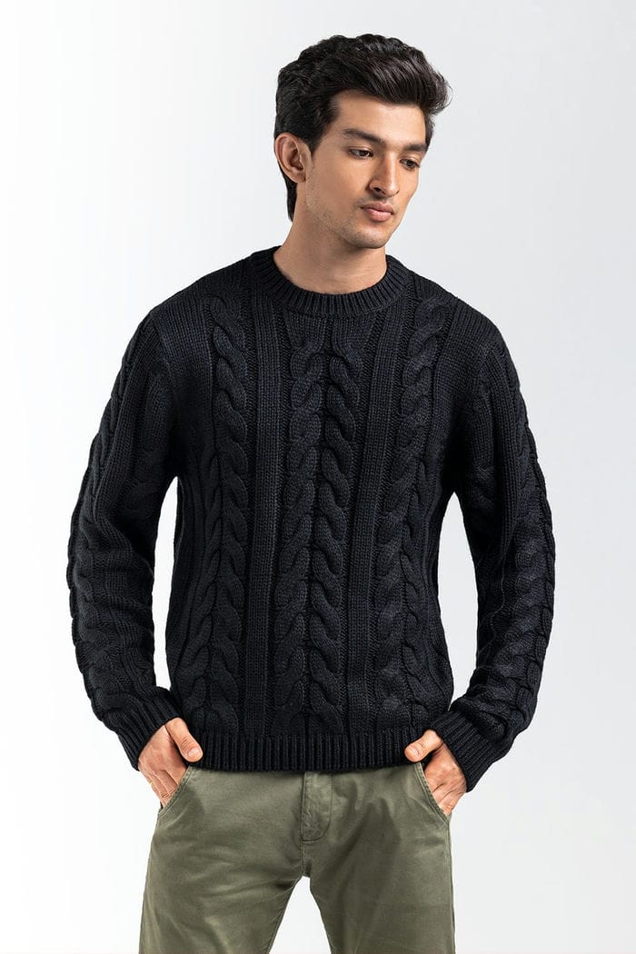 Black Fashion Sweater FS-SWT-ACR-FD-436-01