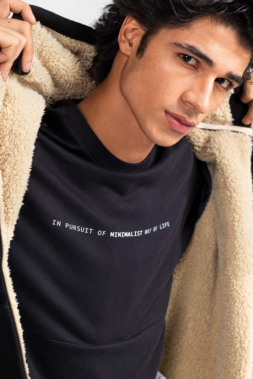 Black Fashion Zipper Hoodie JKT-HZJ-D44-03