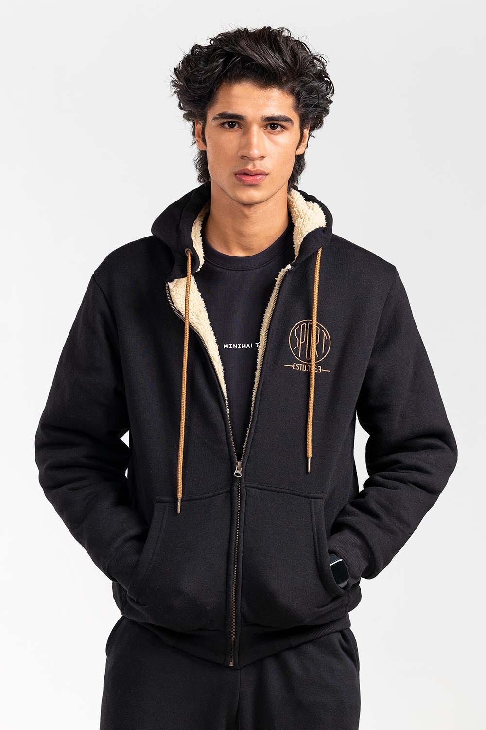 Black Fashion Zipper Hoodie JKT-HZJ-D44-03