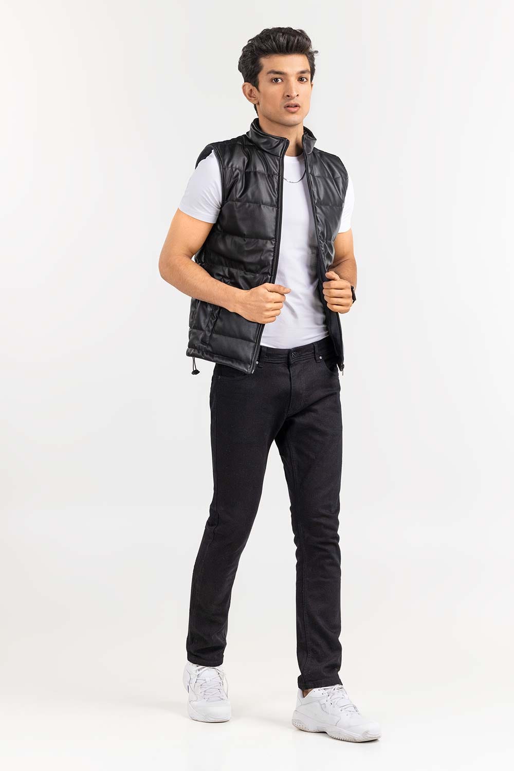 Black Faux leather Gilet JKT-PUVST22-027