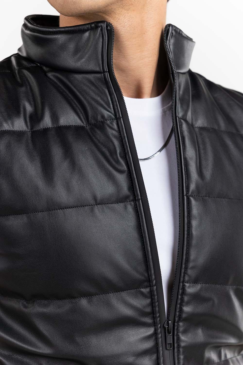 Black Faux leather Gilet JKT-PUVST22-027