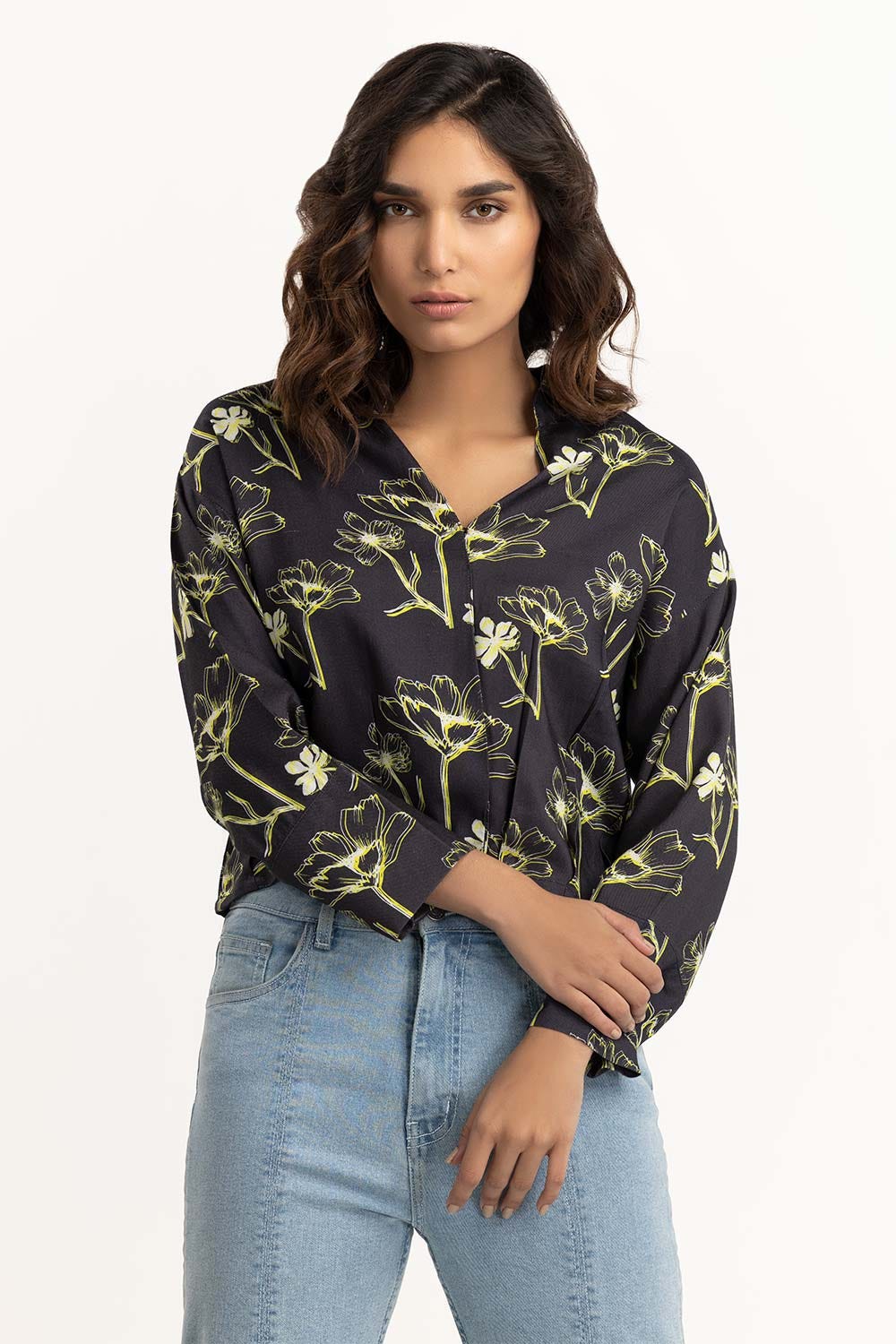 Black Floral Top 224-217-022