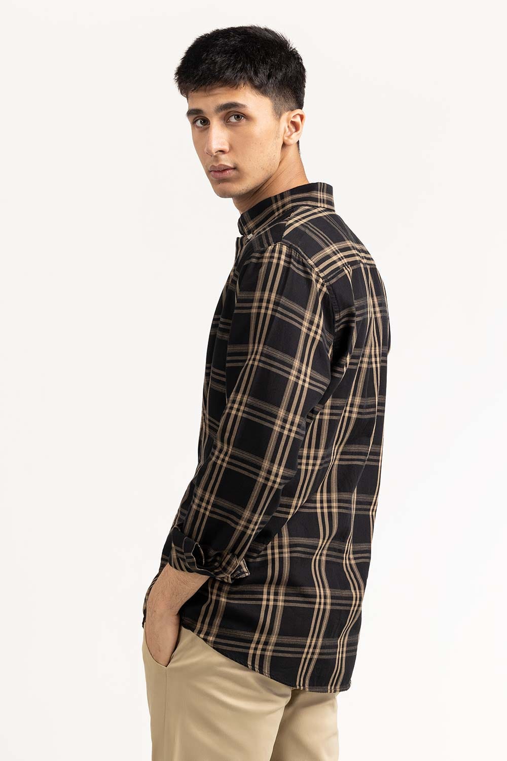 Black Gold Checkered Casual Shirt CS-YD22-040