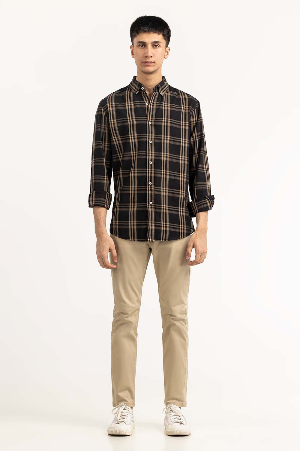 Black Gold Checkered Casual Shirt CS-YD22-040