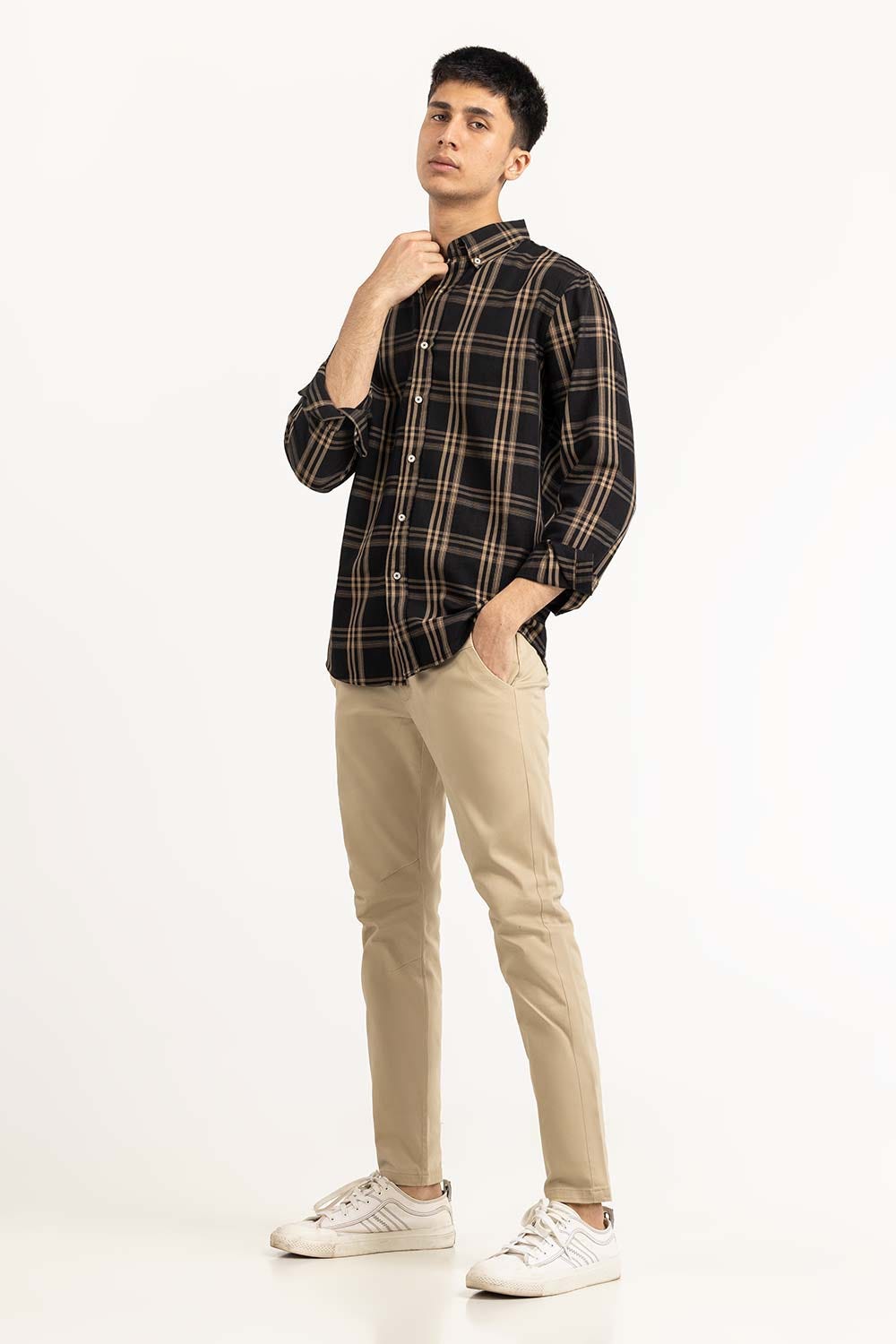Black Gold Checkered Casual Shirt CS-YD22-040