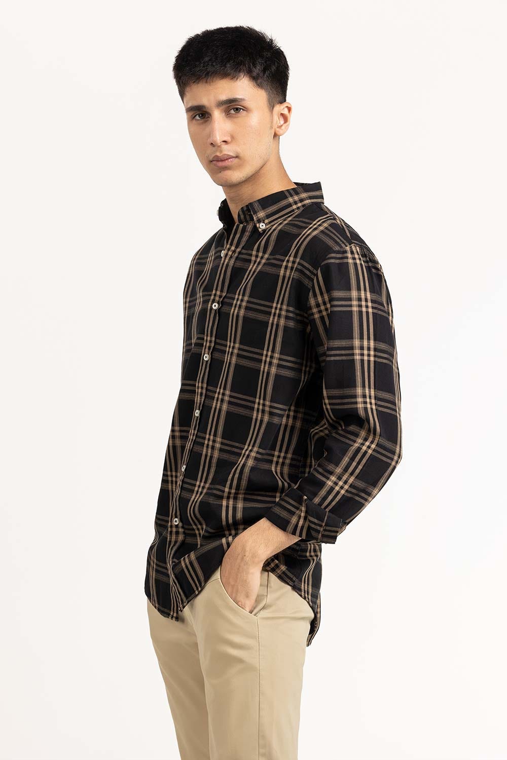 Black Gold Checkered Casual Shirt CS-YD22-040