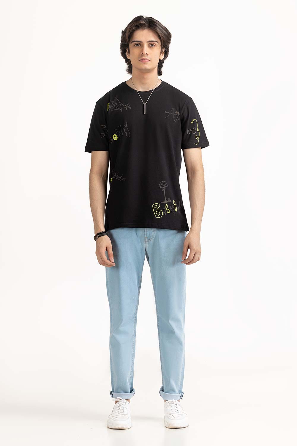 Black Graphic Tee TS-CNSJ23-221