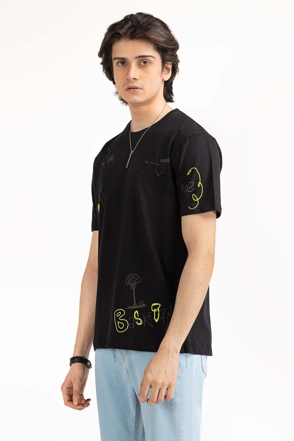 Black Graphic Tee TS-CNSJ23-221