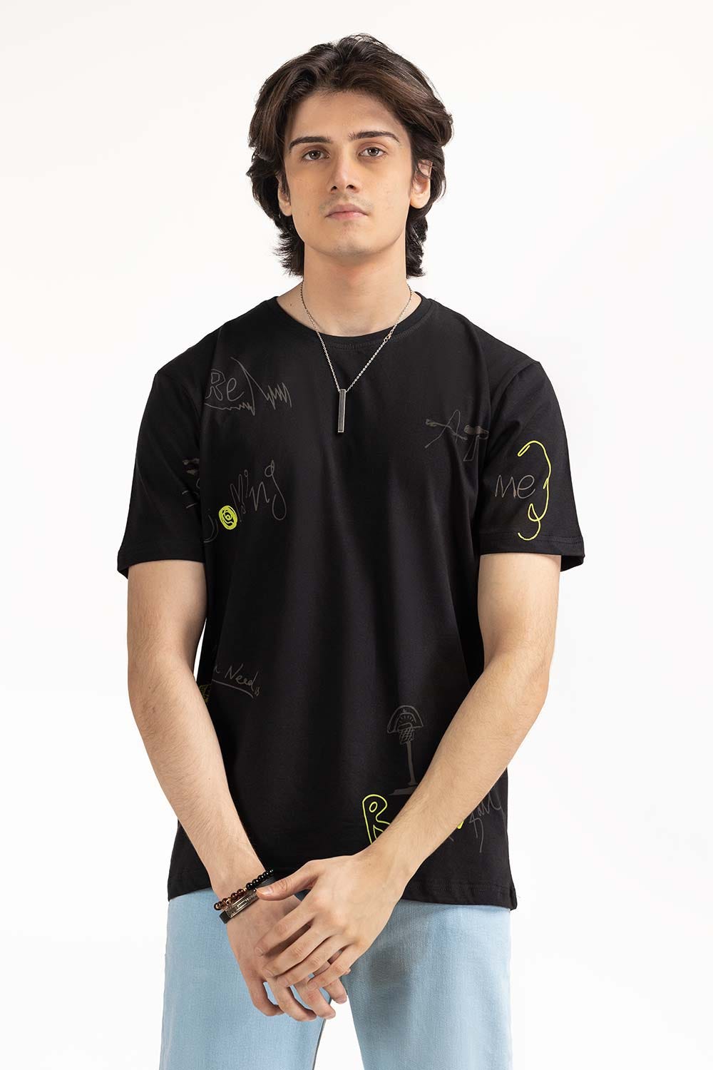 Black Graphic Tee TS-CNSJ23-221
