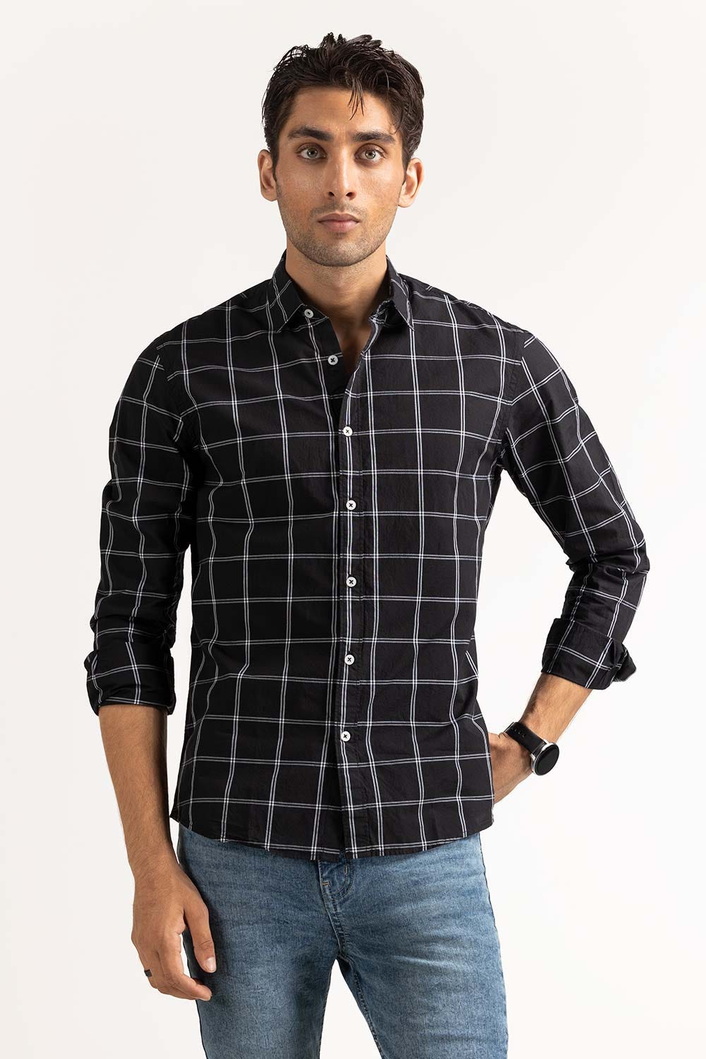 Black Grey Basic Casual Shirt MN-CS-SS23-025