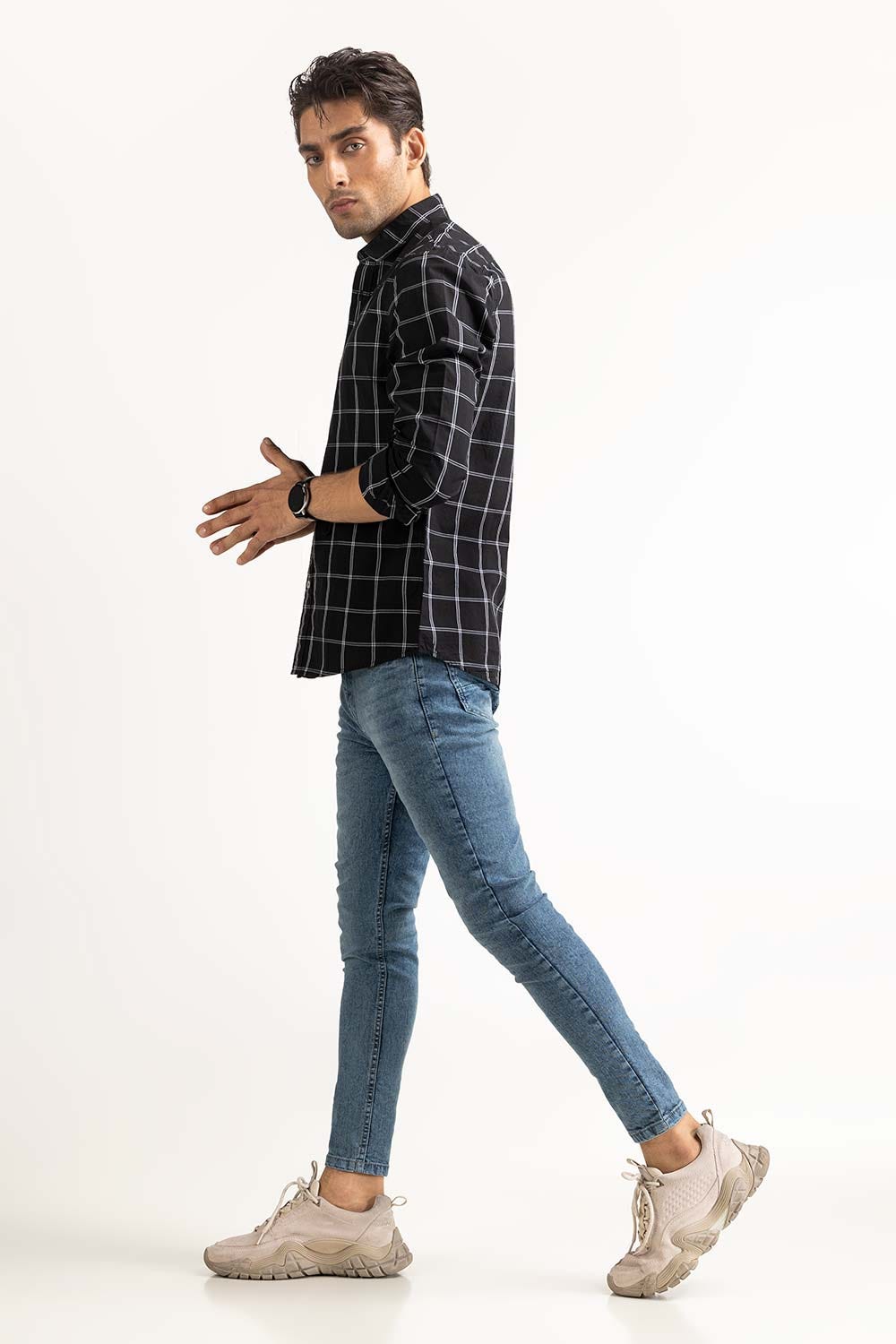 Black Grey Basic Casual Shirt MN-CS-SS23-025