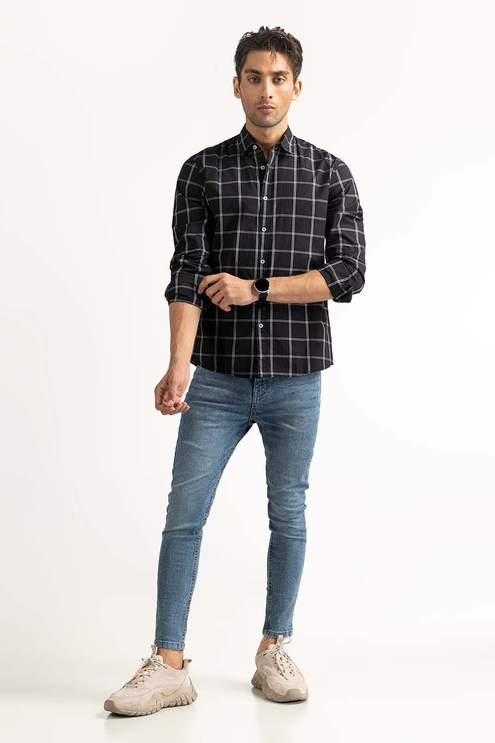 Black Grey Basic Casual Shirt MN-CS-SS23-025