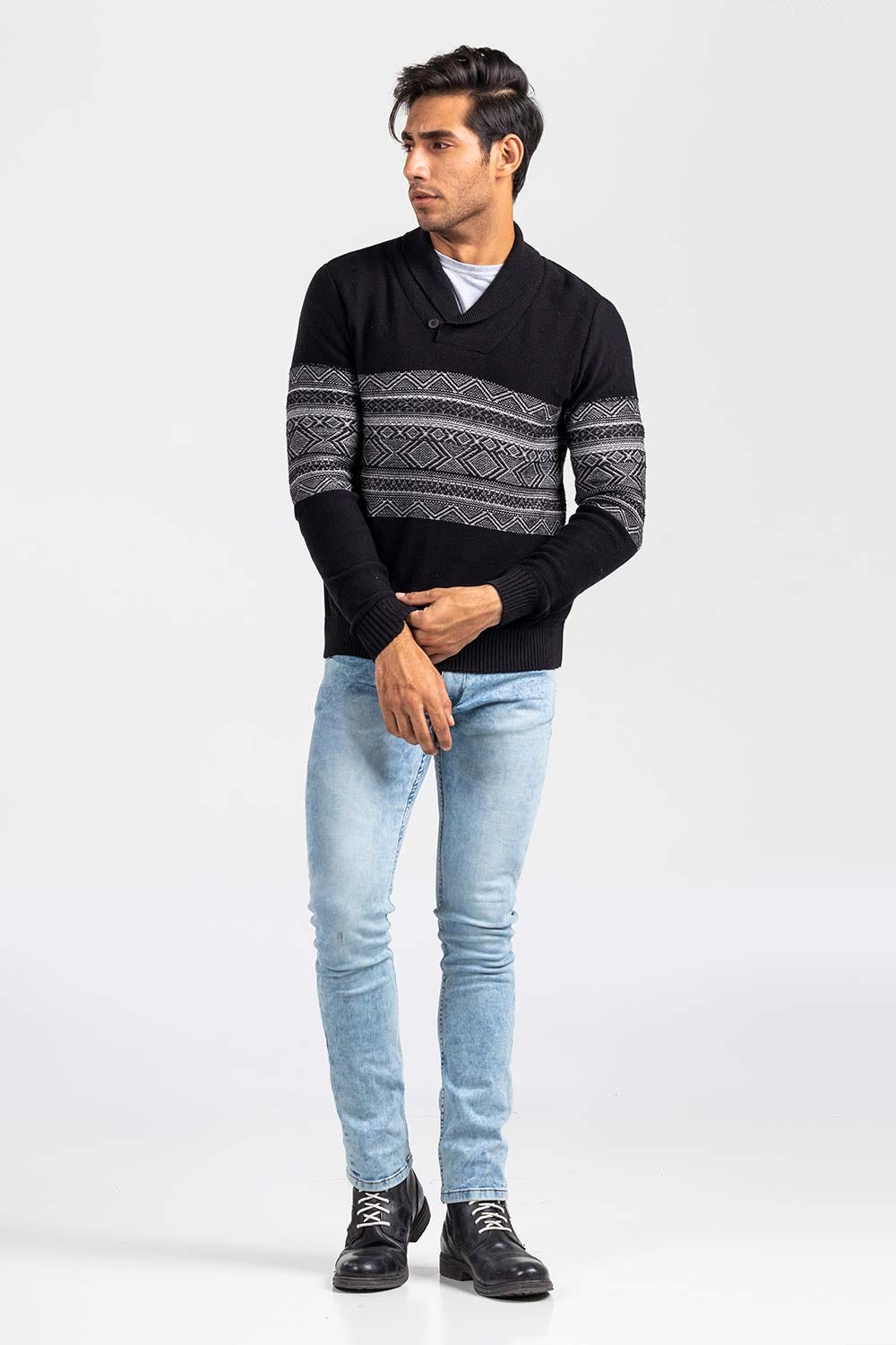 Black Grey Fashion Sweater FS-SWT-FD-380-01